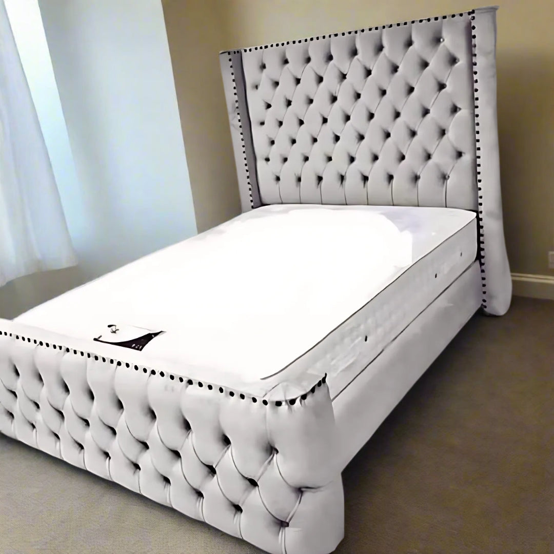 Luxurious Tufted Bed with High Headboard