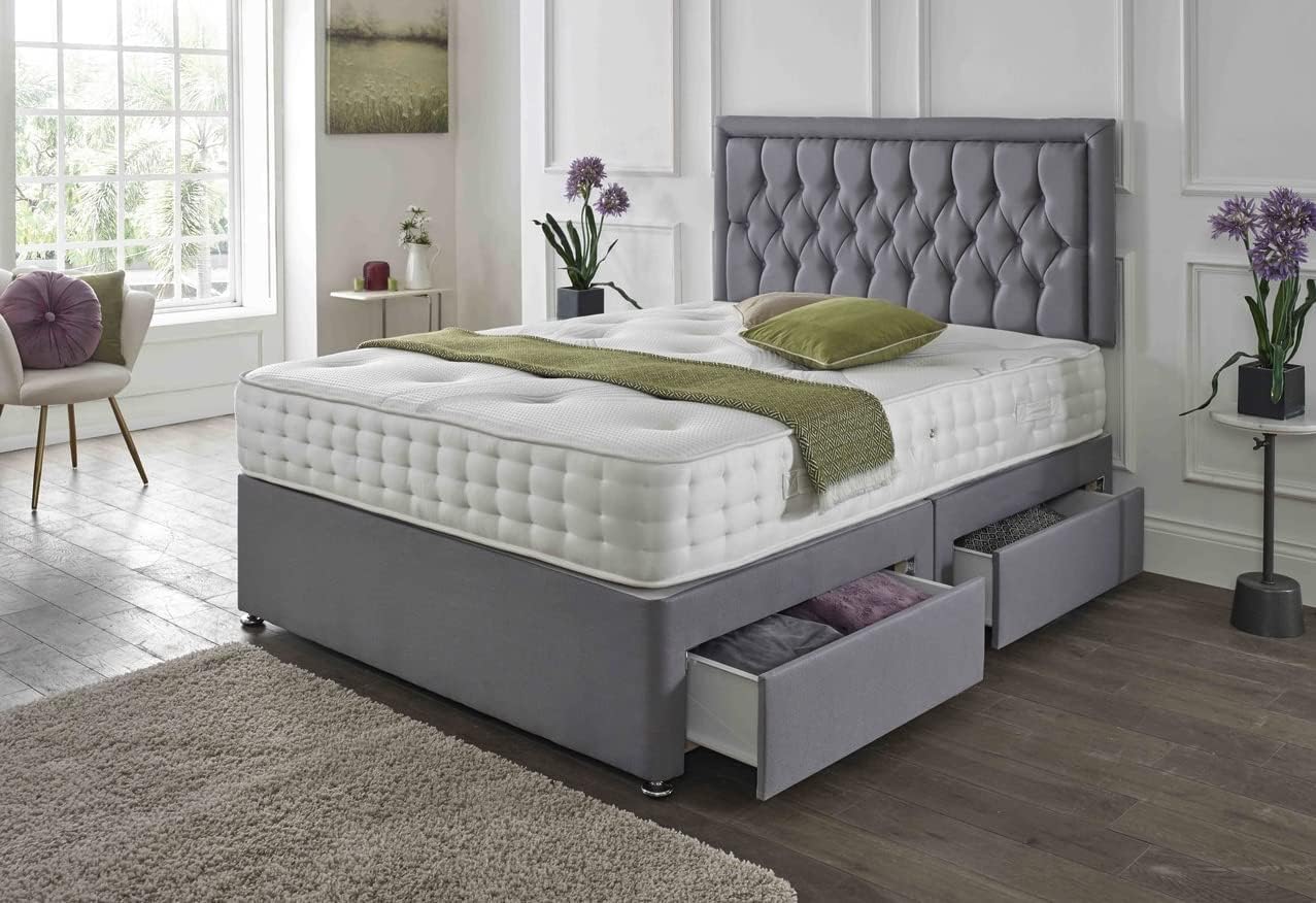 Orchid furniture Ottoman Designer Divan Ottoman Bed Set With Damask Memory Foam Mattress