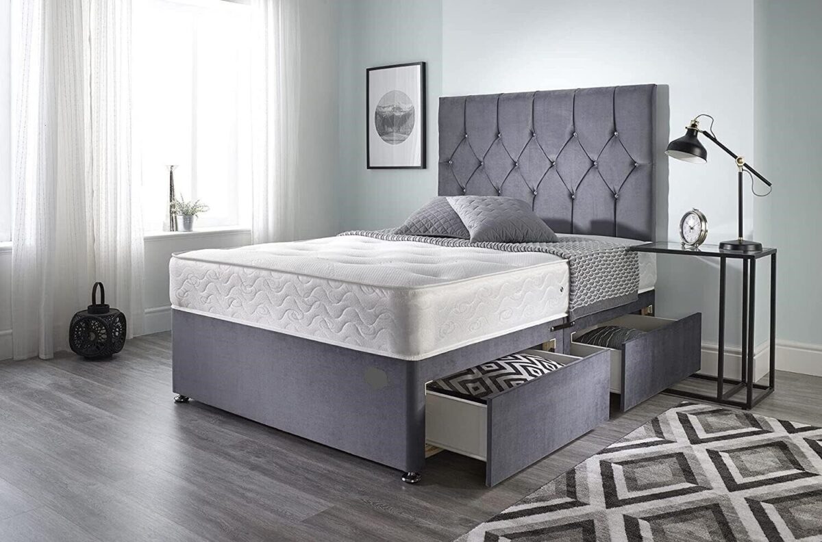 PLUSH DIVAN OTTOMAN BED SET WITH Spring Memory Foam MATTRESS