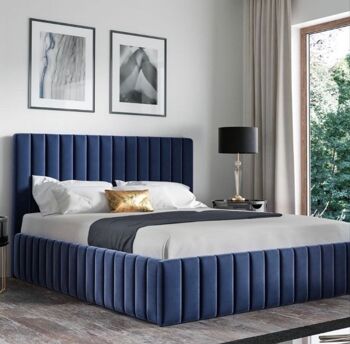 Platform Bed Frame Velvet Fabric Upholstered Bed