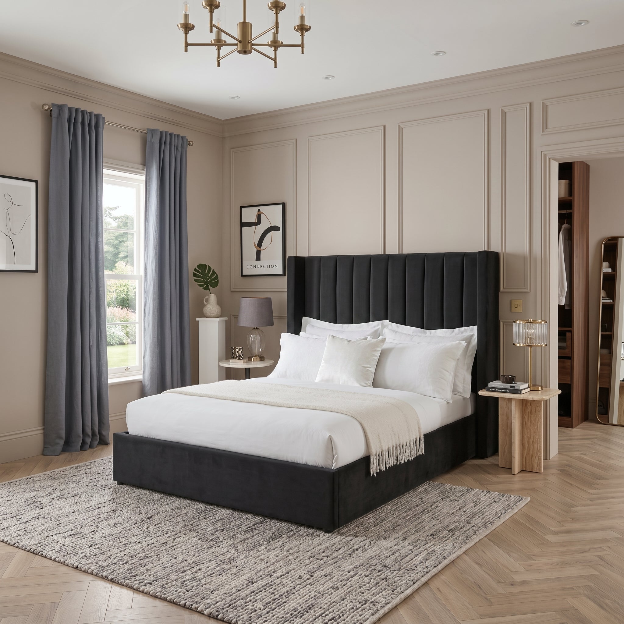 Black Ottoman Bed with  Gas Lift Storage Optional