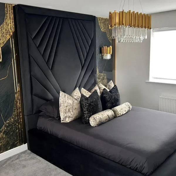 Black Plush Velvet Bed