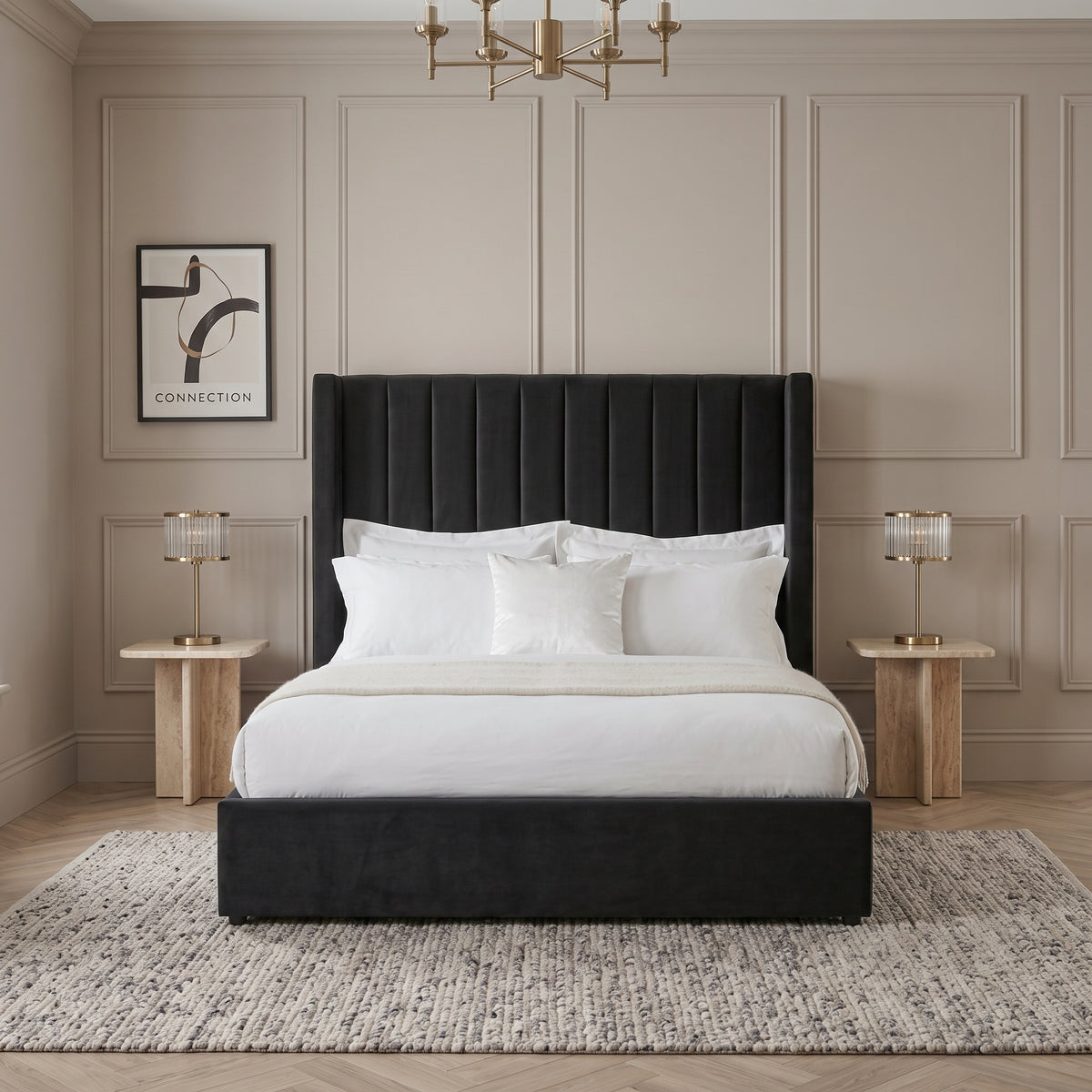 Black Ottoman Bed with  Gas Lift Storage Optional