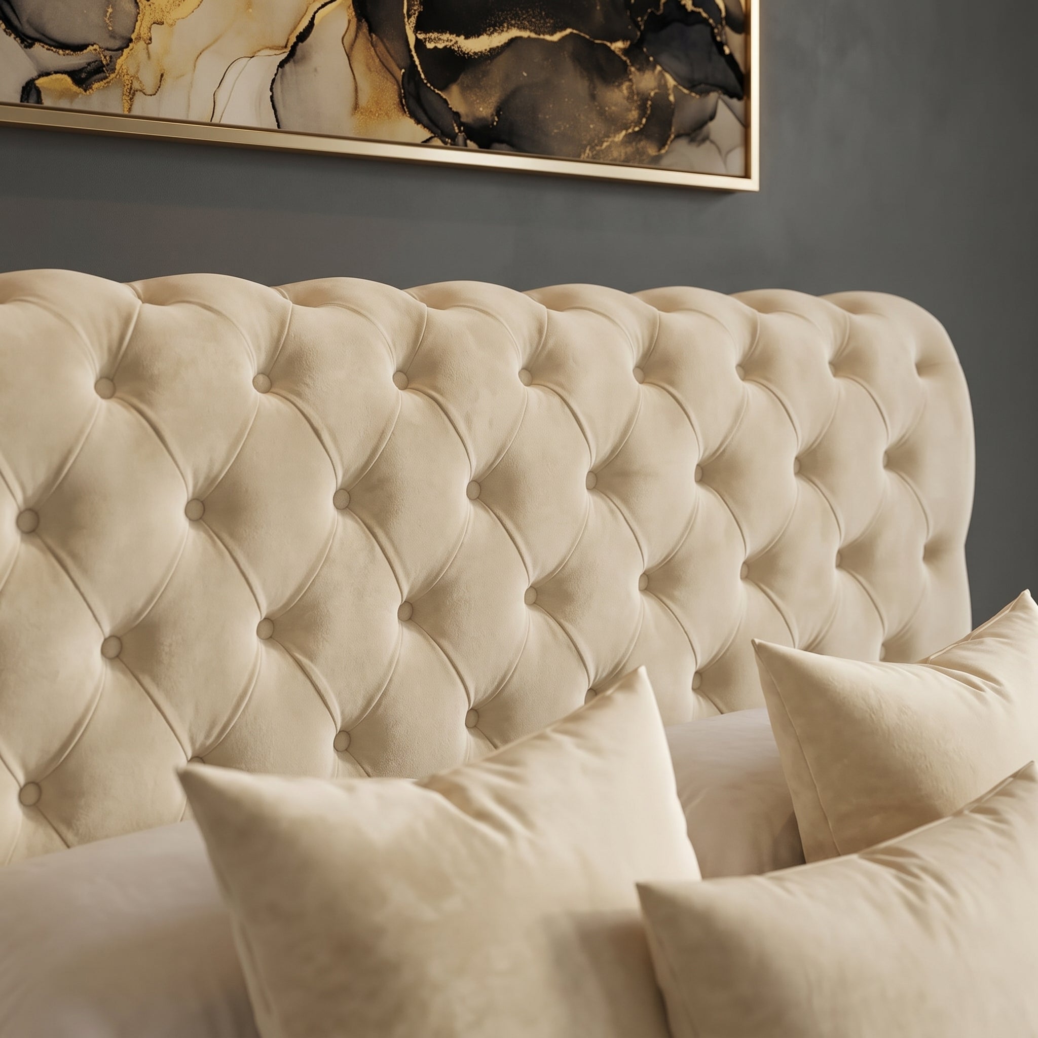Elegant Upholstered Bed with Ottoman Storage Option