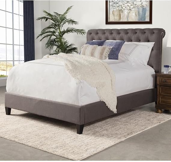 Luxury Velvet Bed Frame With Scroll Headboard