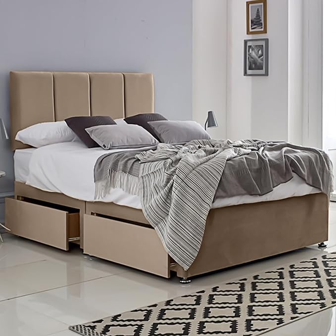 Orchid furniture Double Bed With Mattress | Divan Bed With Storage with Elegant Headboard