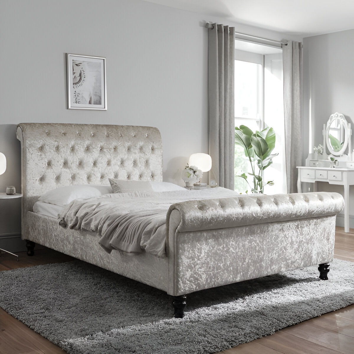 Chesterfield Sleigh Bed With Storage