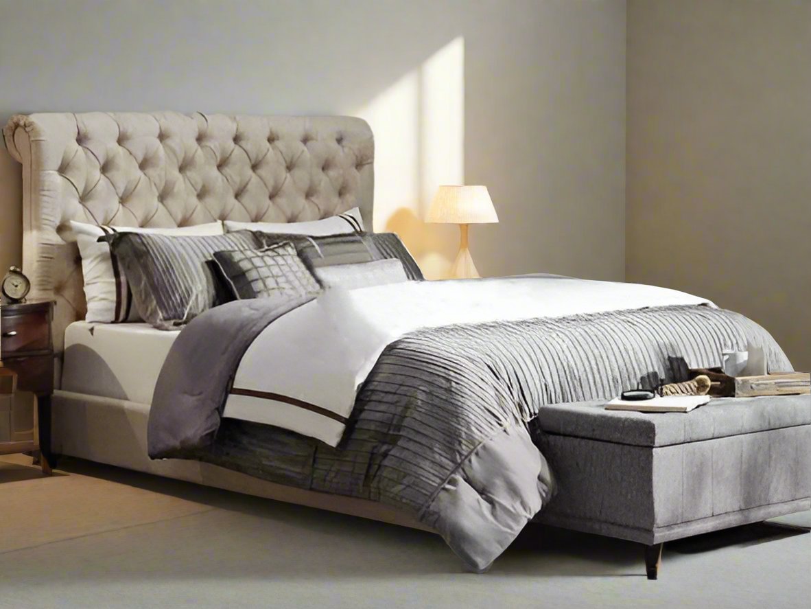 Chesterfield Cream Sleigh Bed King Size