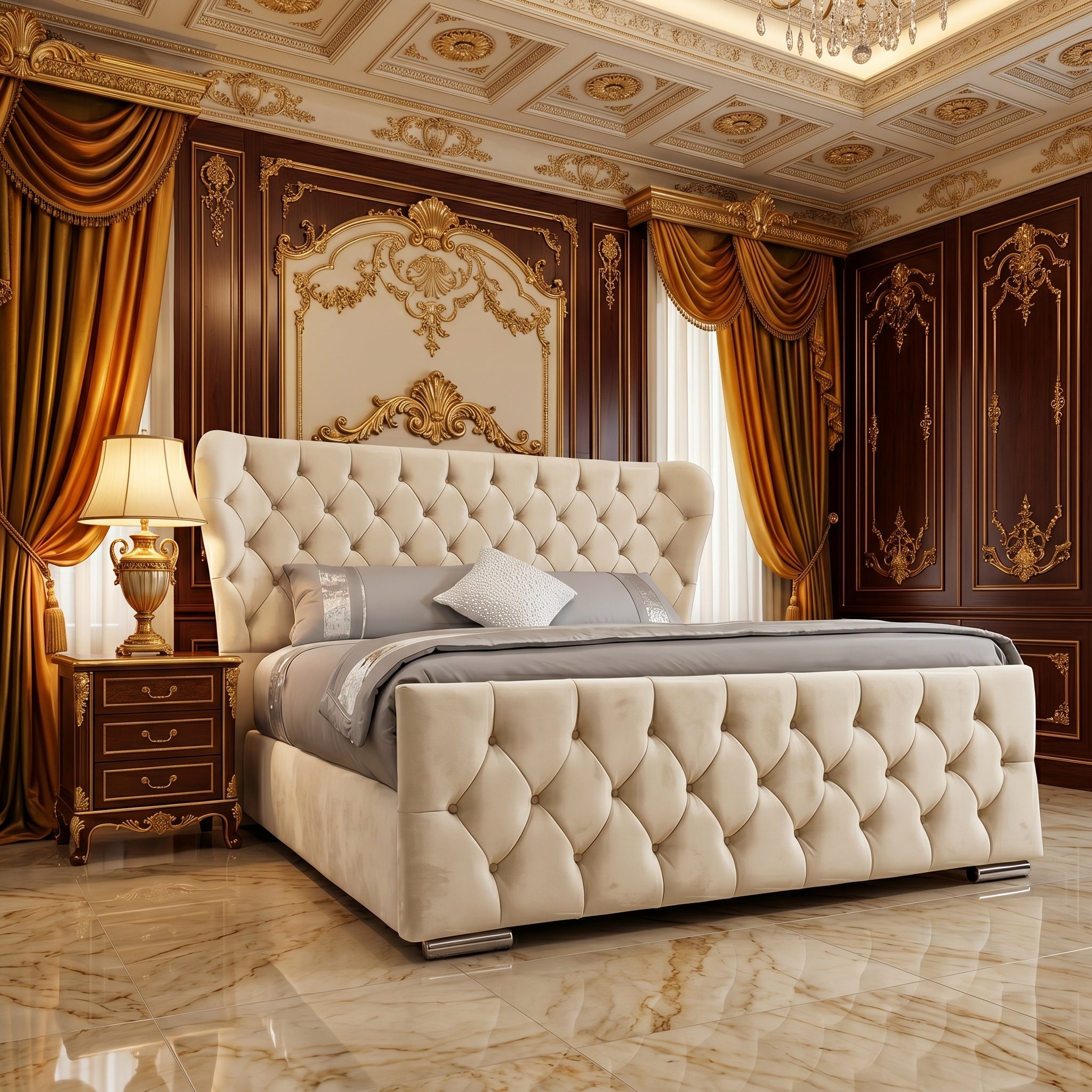 Butterfly Upholstered Wingback Paris Bed