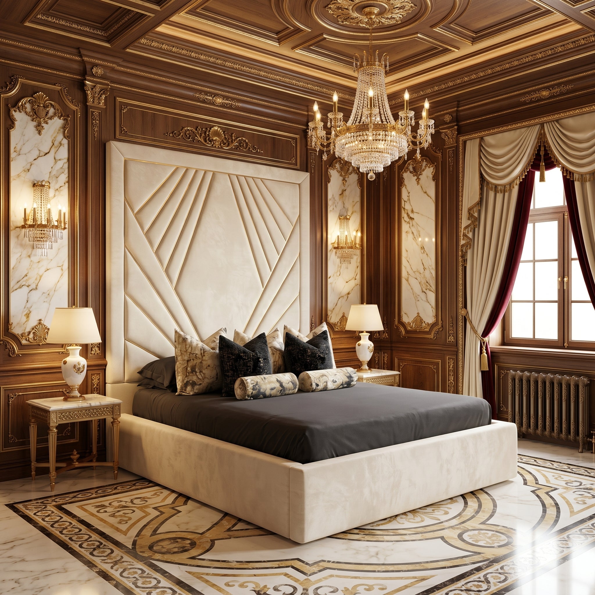 Florence Luxury Black Plush Velvet Bed