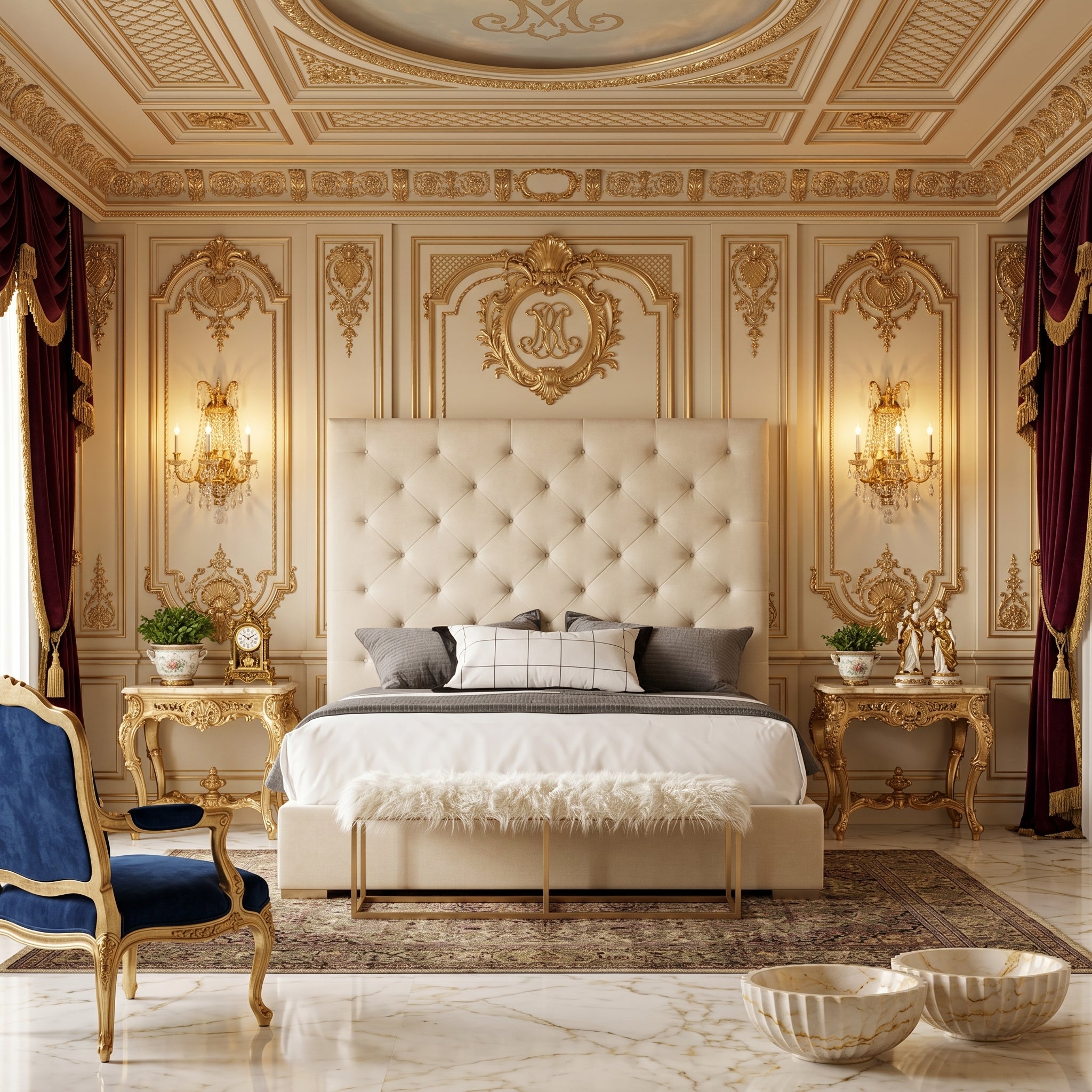 Full Size Upholstered King Platform Bed