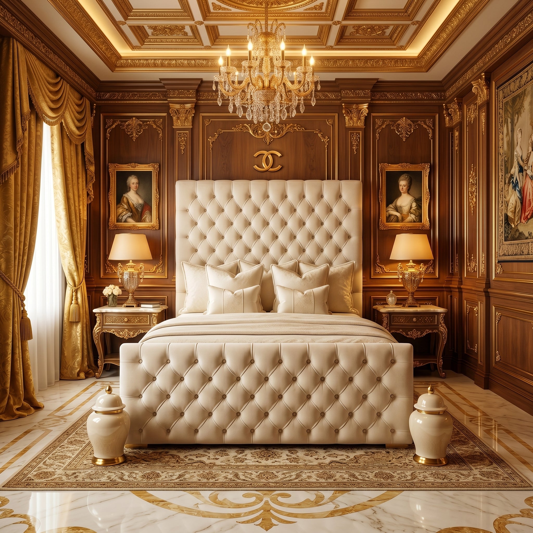 Tokyo White Upholstered Tufted Bed Frame