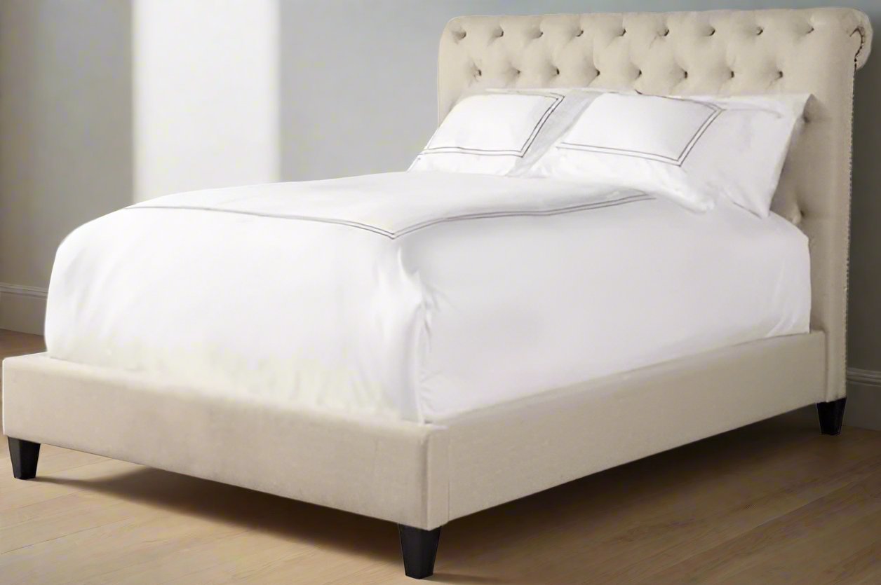 Elegant Modern Upholstered Bed with Tufted Headboard