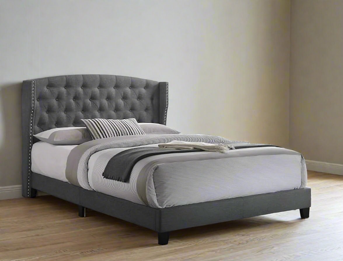 Elegant Modern Upholstered Bed with Tufted Headboard