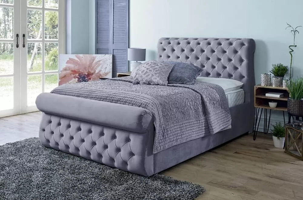 Elegant Upholstered Bed with Ottoman Storage Option
