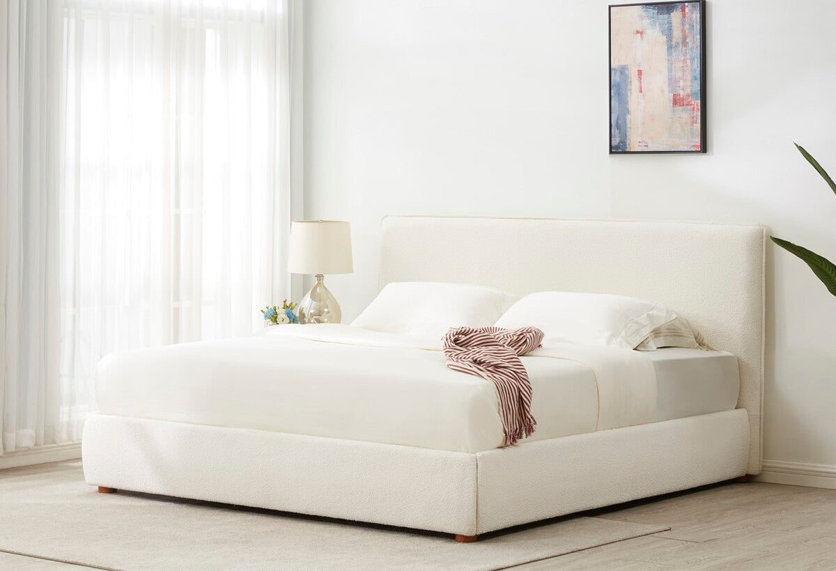 Elegant White Tufted Upholstered Bed