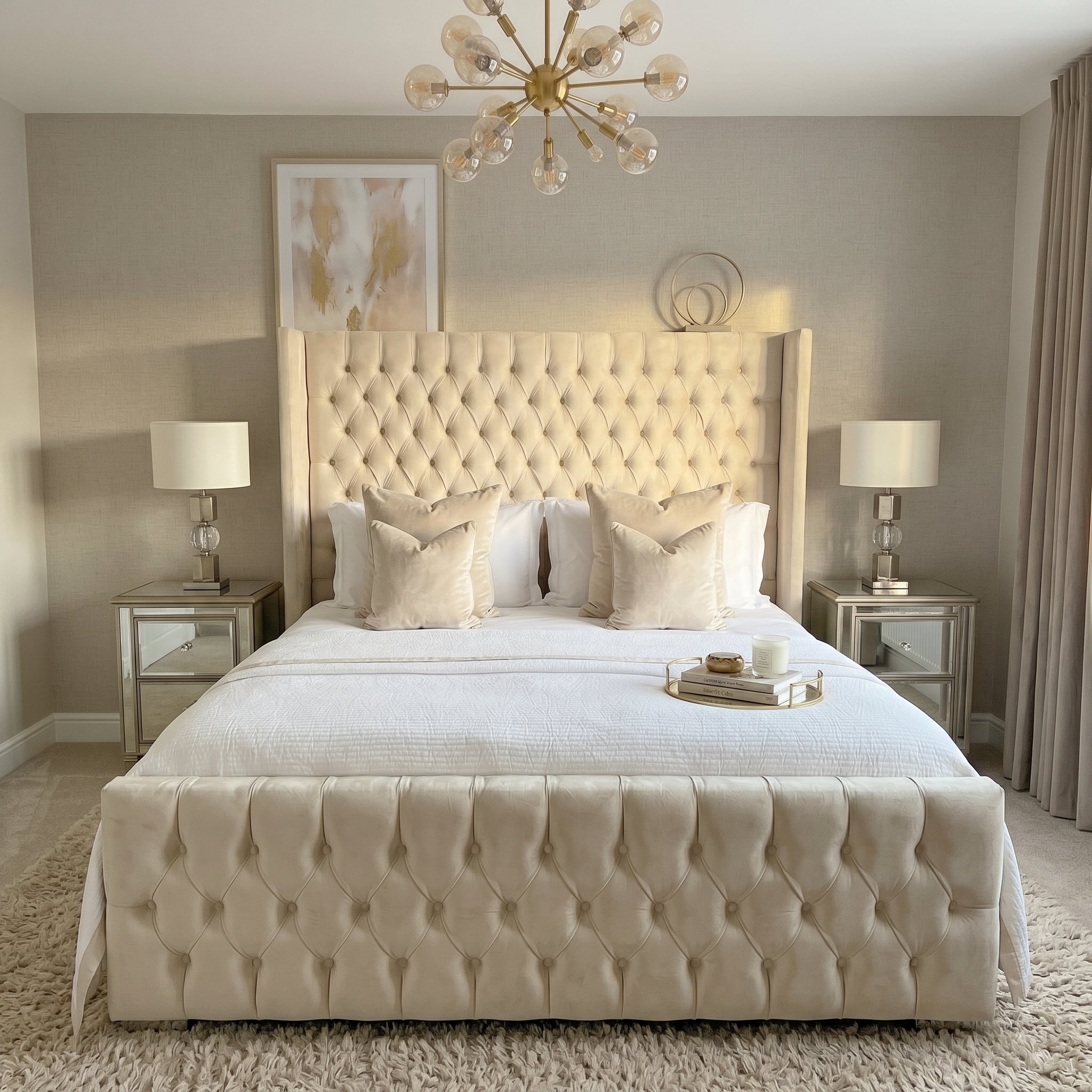 Wingback Upholstered Bed Frame Discounted Price