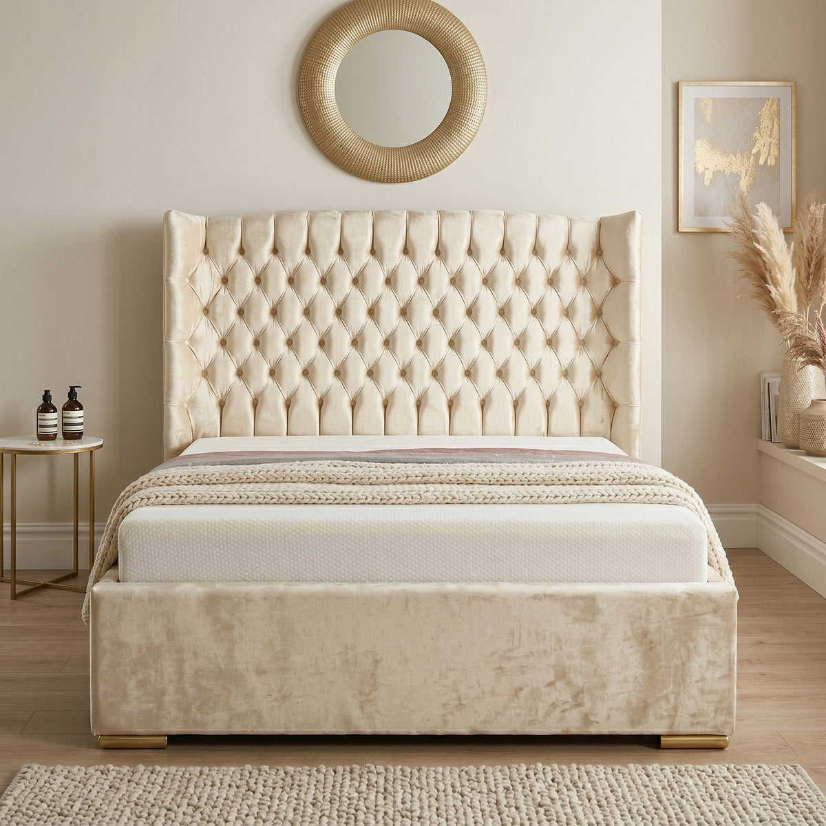 Wing Upholstered Chesterfield Bed - ORCHID FURNITURES