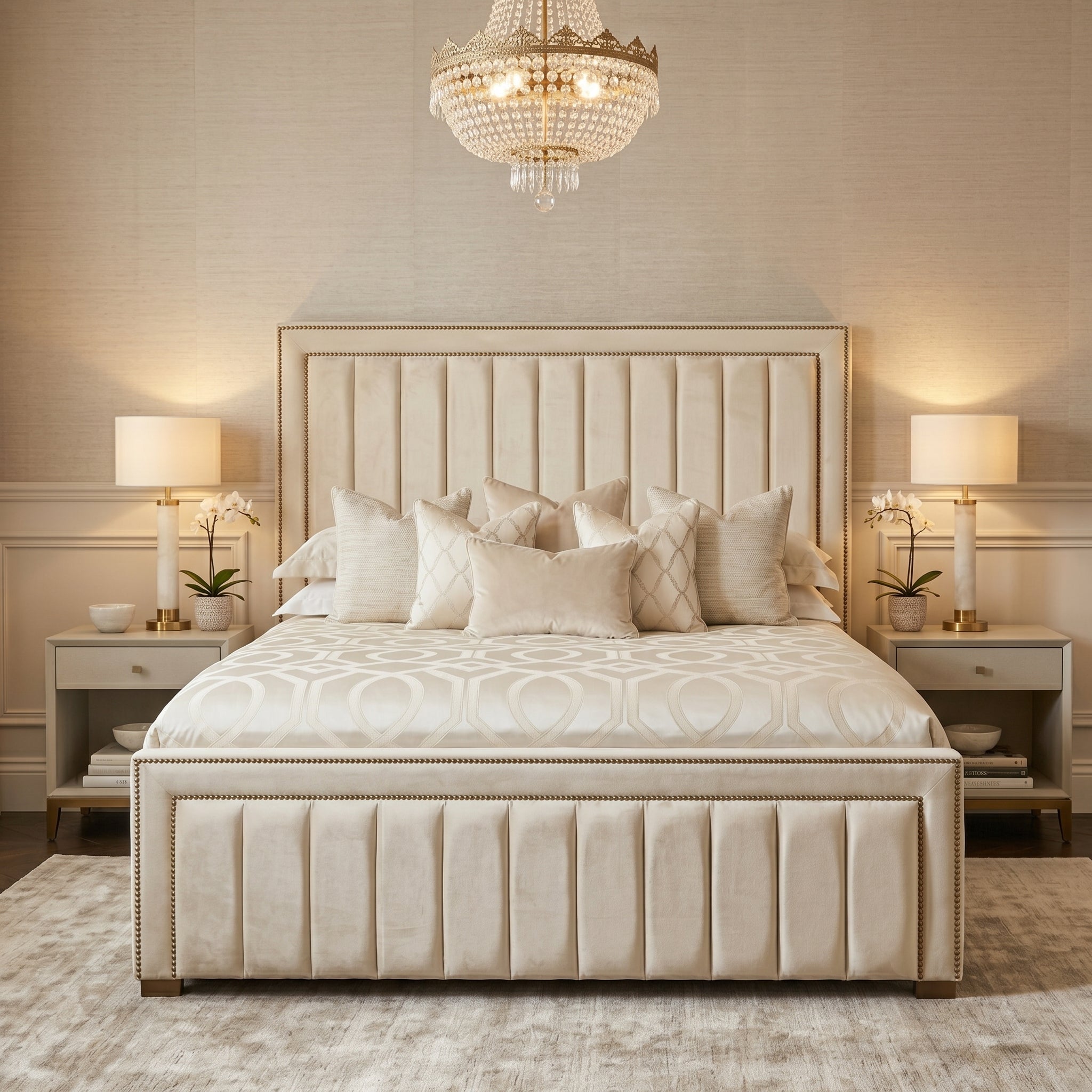 Modern Stripe King Panel Bed Frame