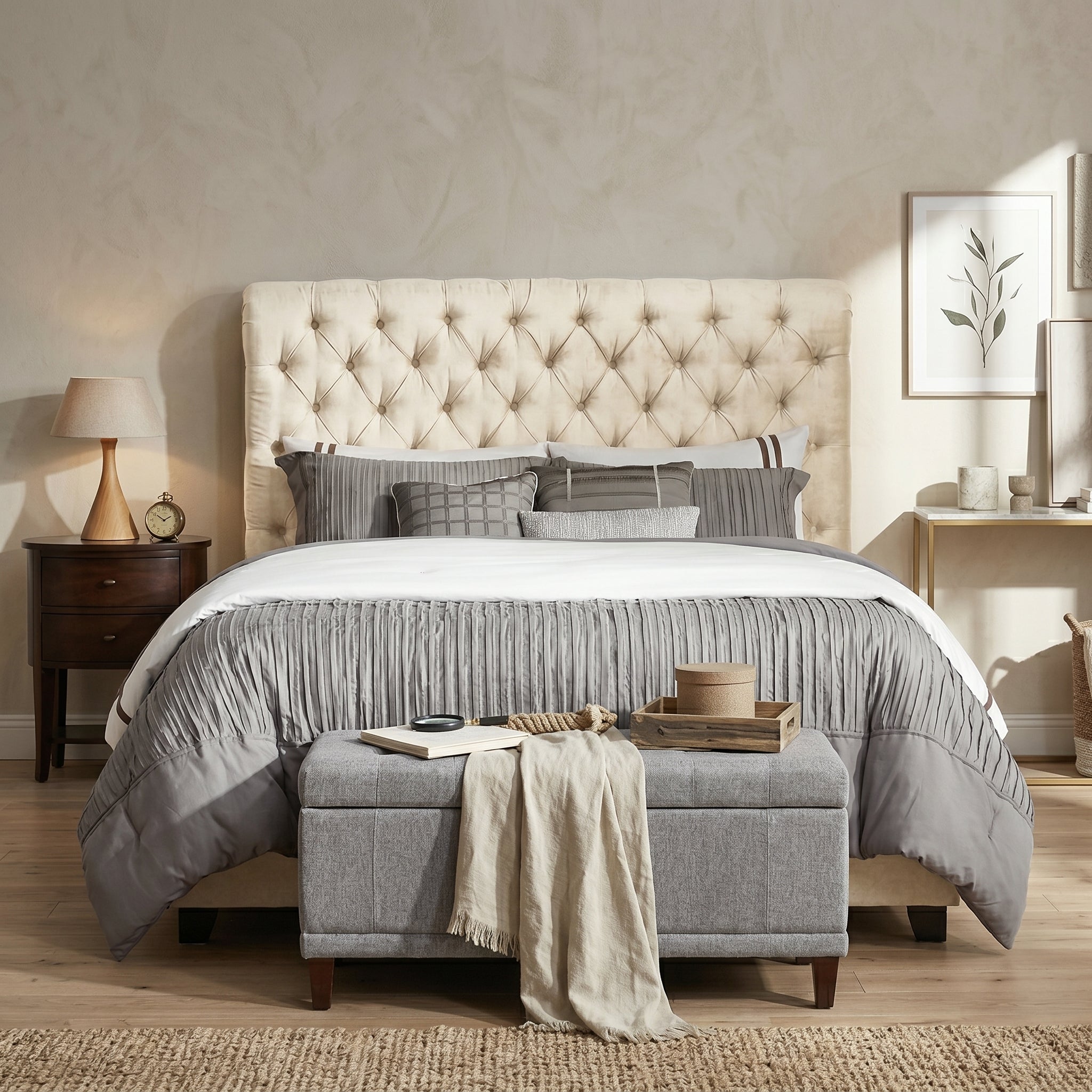 Chesterfield Cream Sleigh Bed King Size