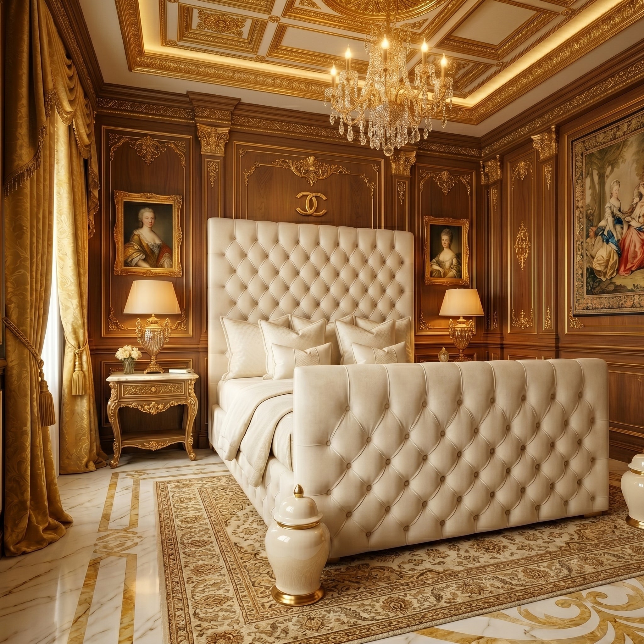 Tokyo White Upholstered Tufted Bed Frame