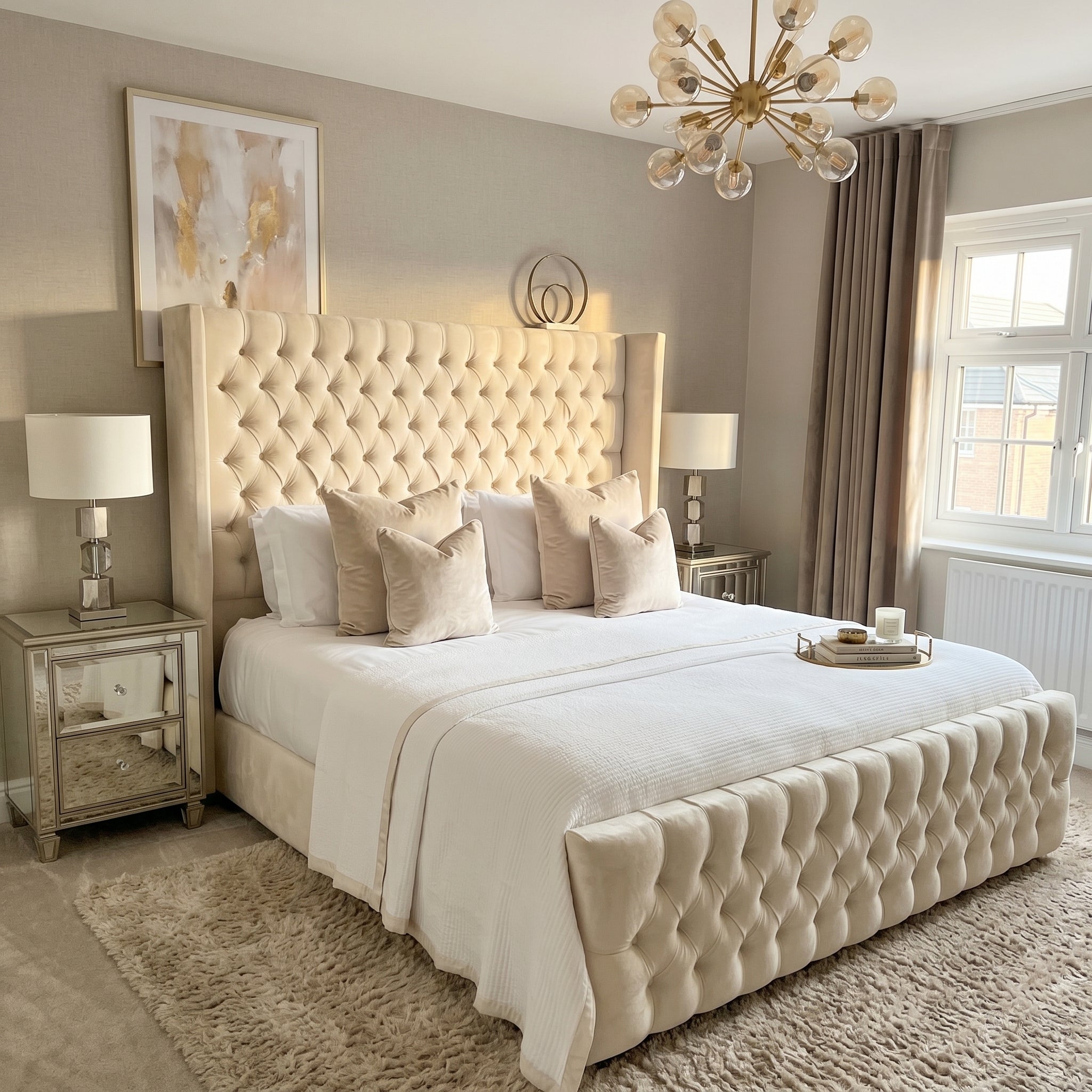 Wingback Upholstered Bed Frame Discounted Price