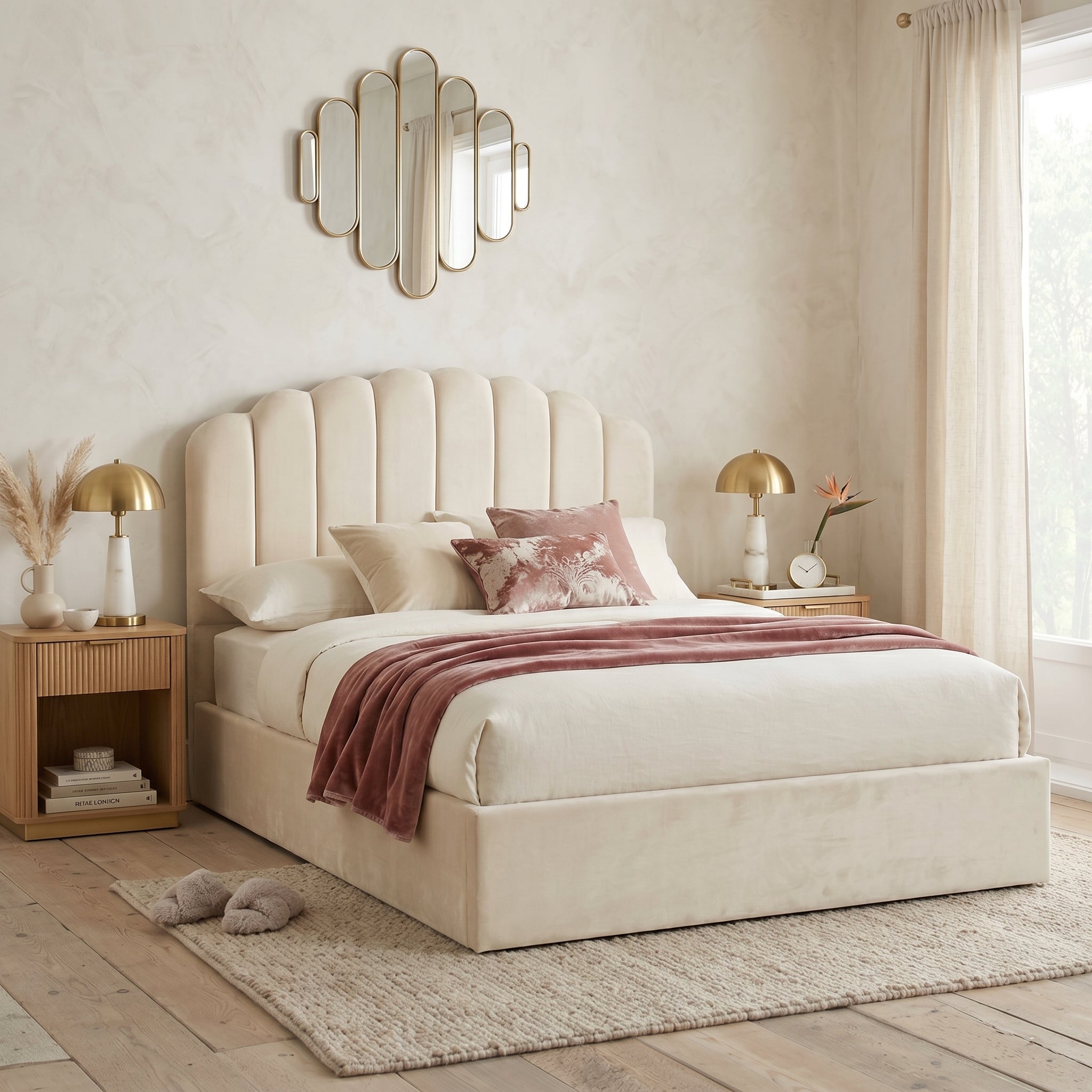 Orchid Teddy Fleece Ottoman Bed with 49" Headboard Beds Sale