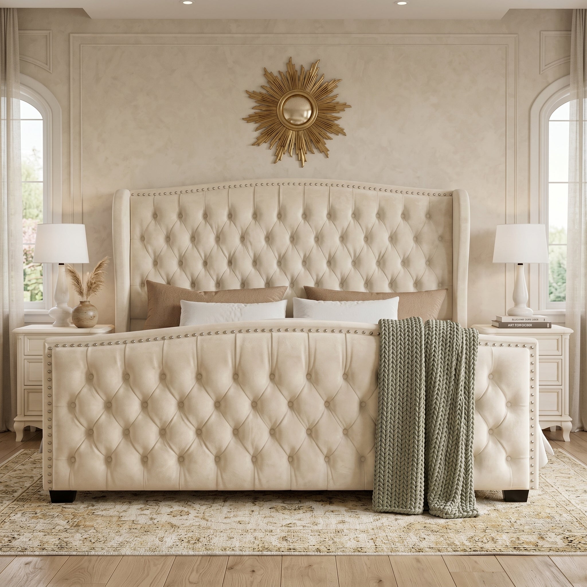 Buckingham Wingback Upholstered Bed with Classic Design