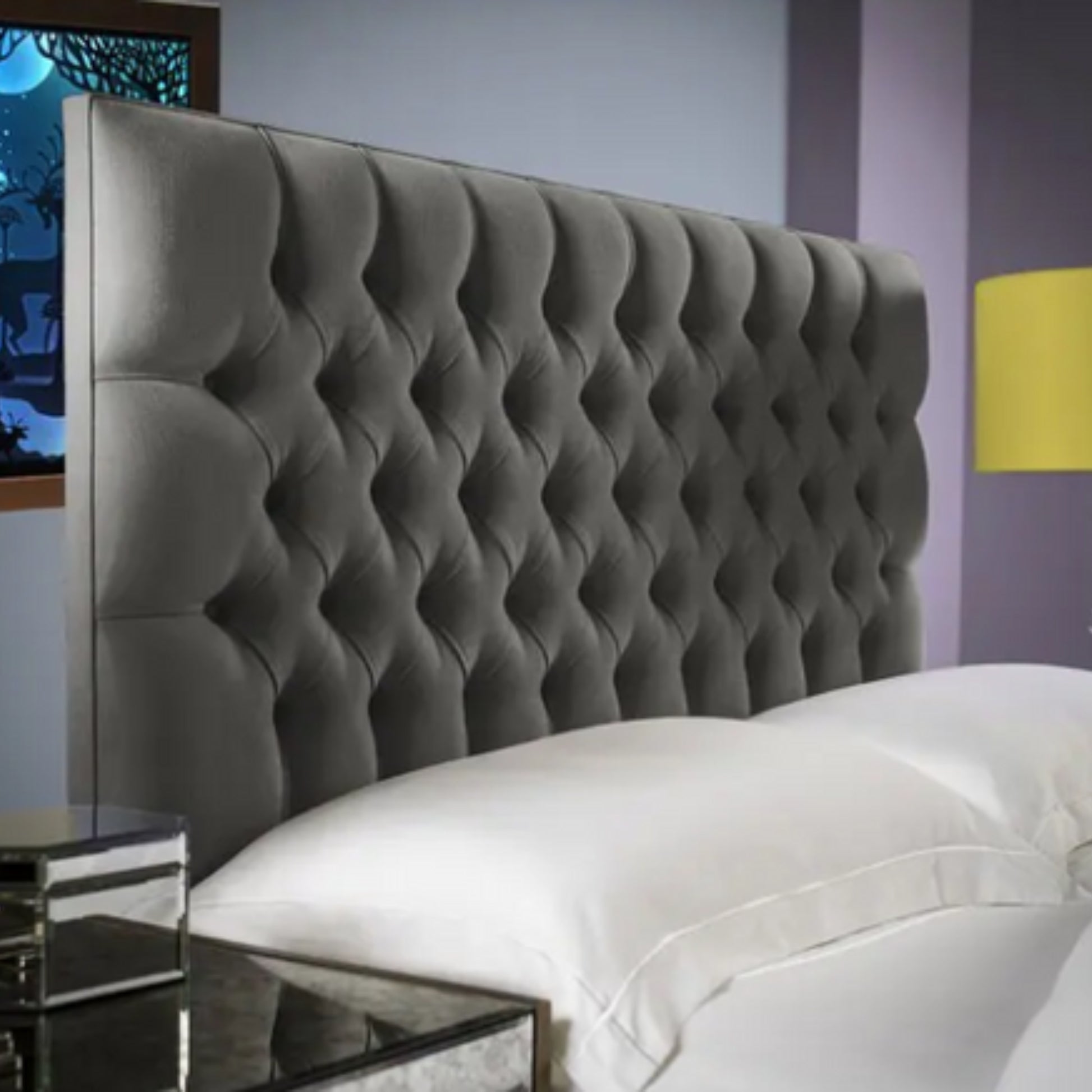 Plush Velvet Modern Chesterfield Headboard | Available In 26 and 49 Inches