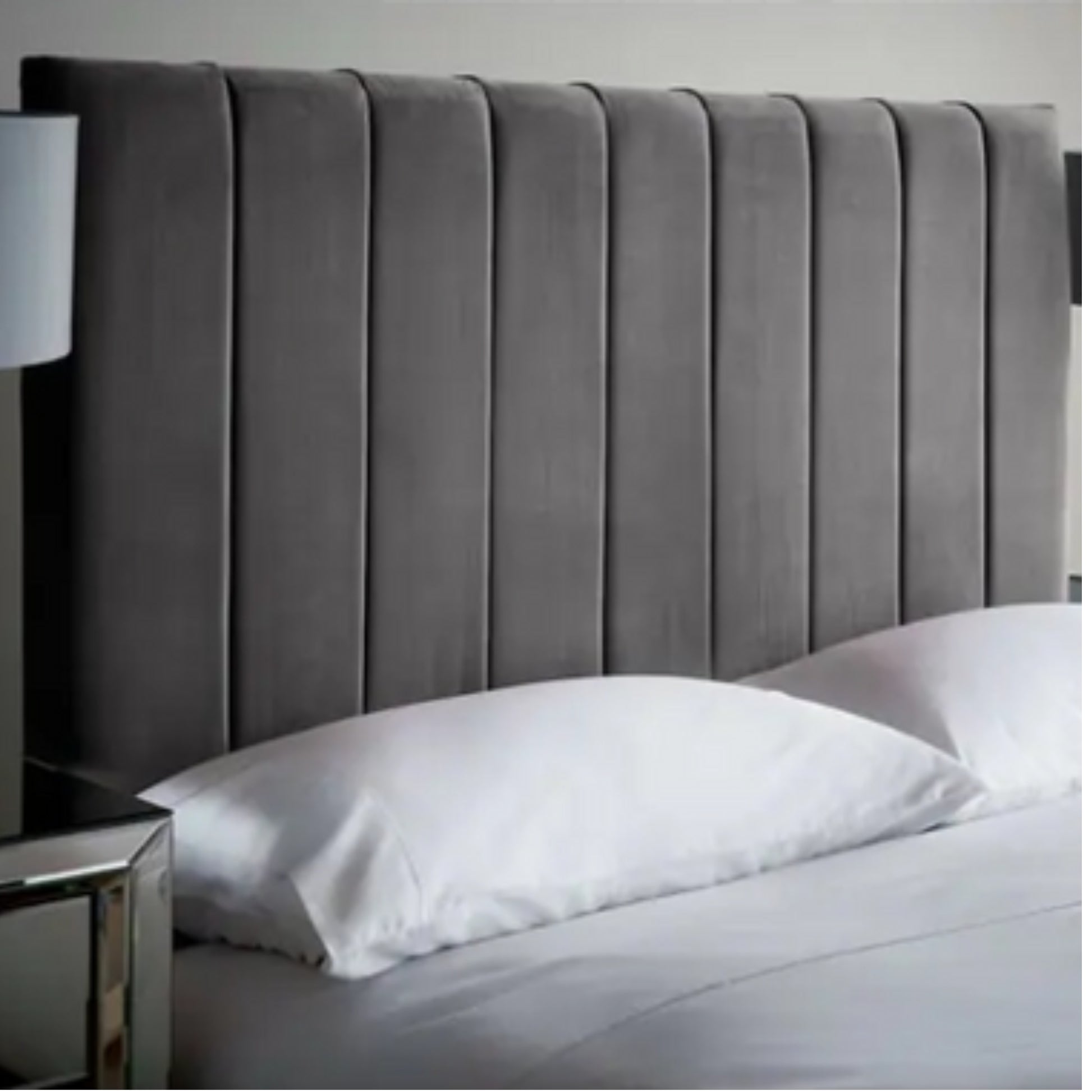 Plush Velvet Vertical Lined Headboard – Available in 26 and 49 Inches