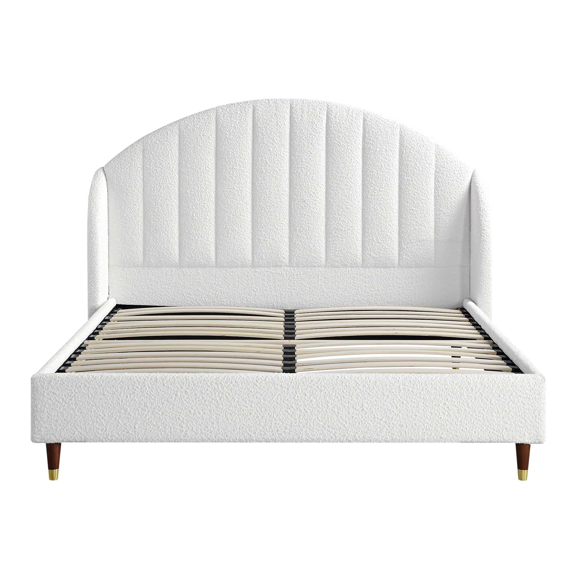 Boucle Upholstered Bed Frame with Domed Headboard