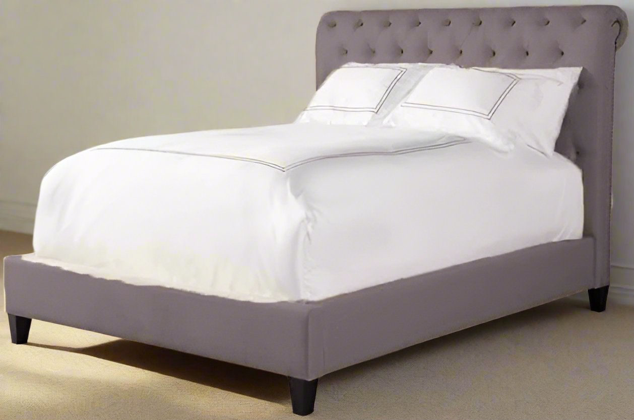 Elegant Modern Upholstered Bed with Tufted Headboard