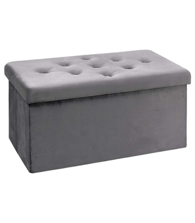 Folding Storage Ottoman Bench, Velvet Ottoman with Storage for Living Room