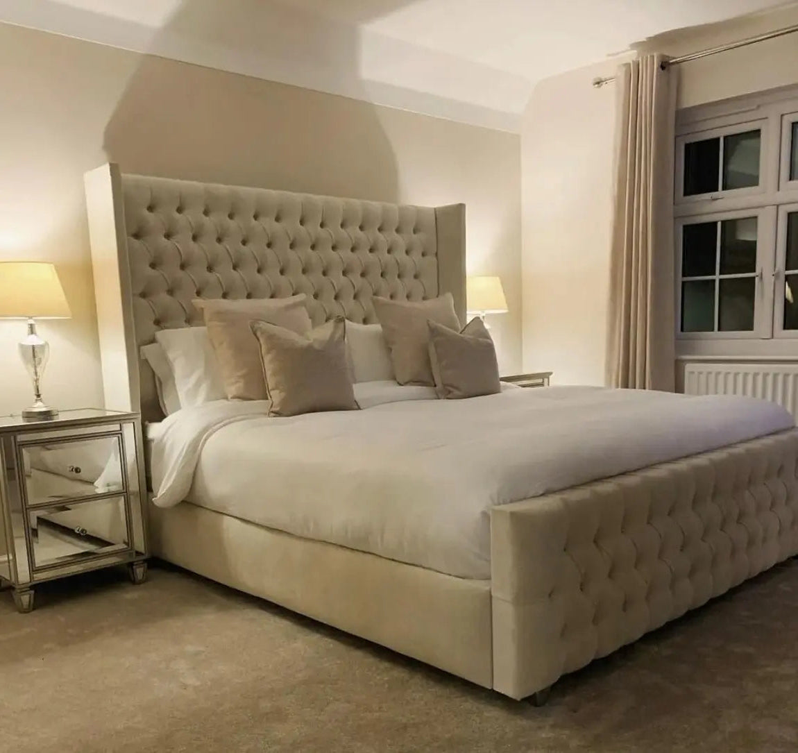 Wingback Upholstered Bed Frame Discounted Price