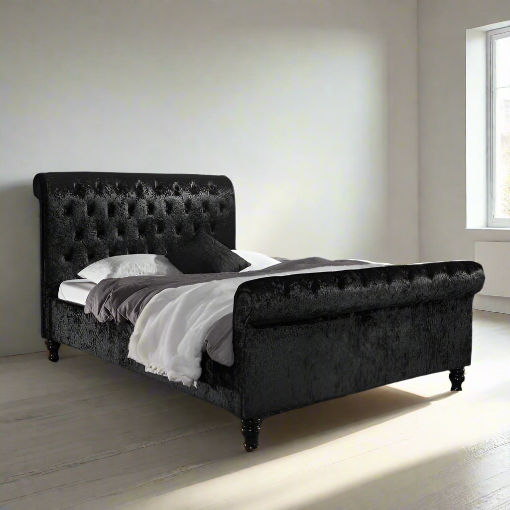 Luxurious Plush Velvet Upholstered Bed