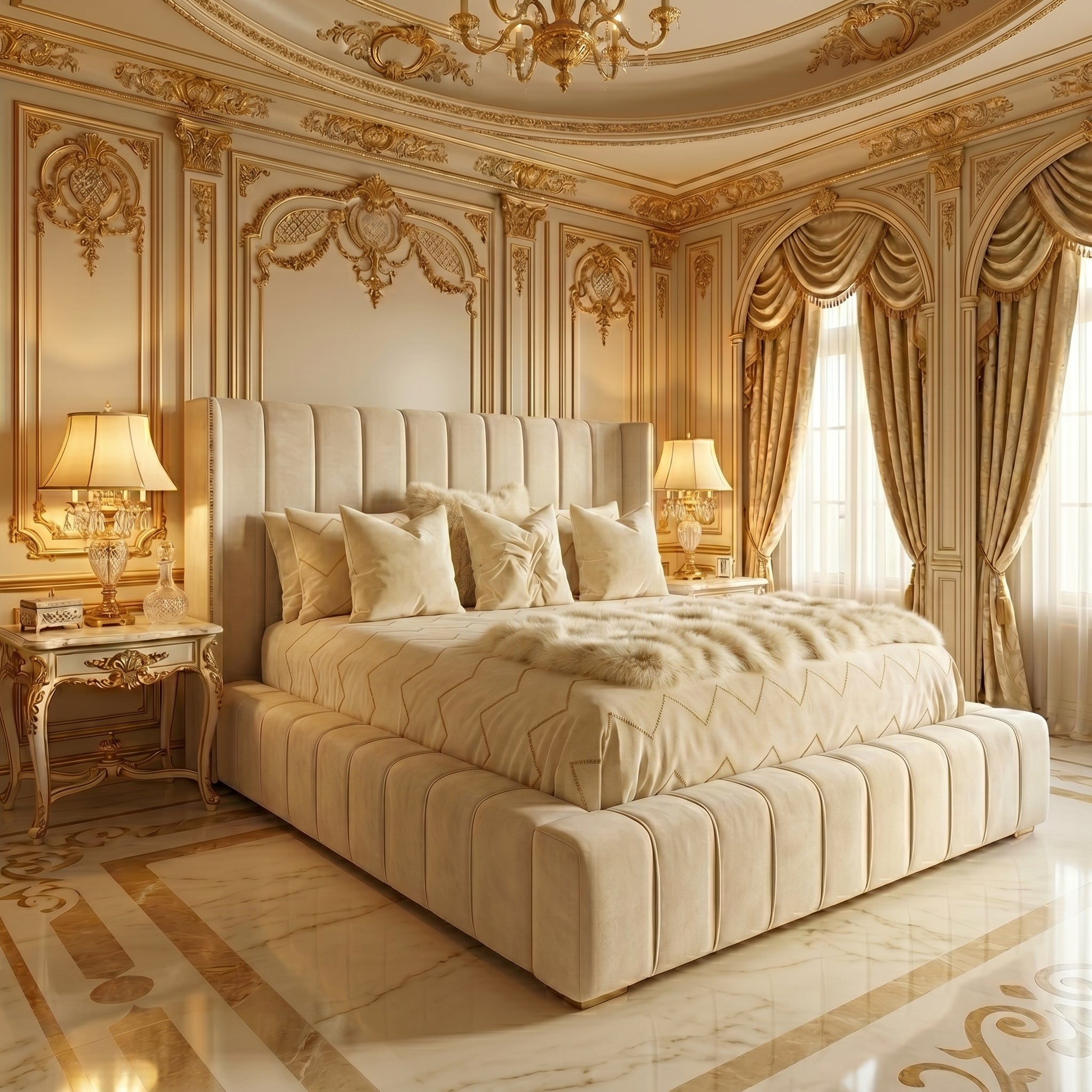 Ambassador Plush Velvet Upholstered Bed Frame