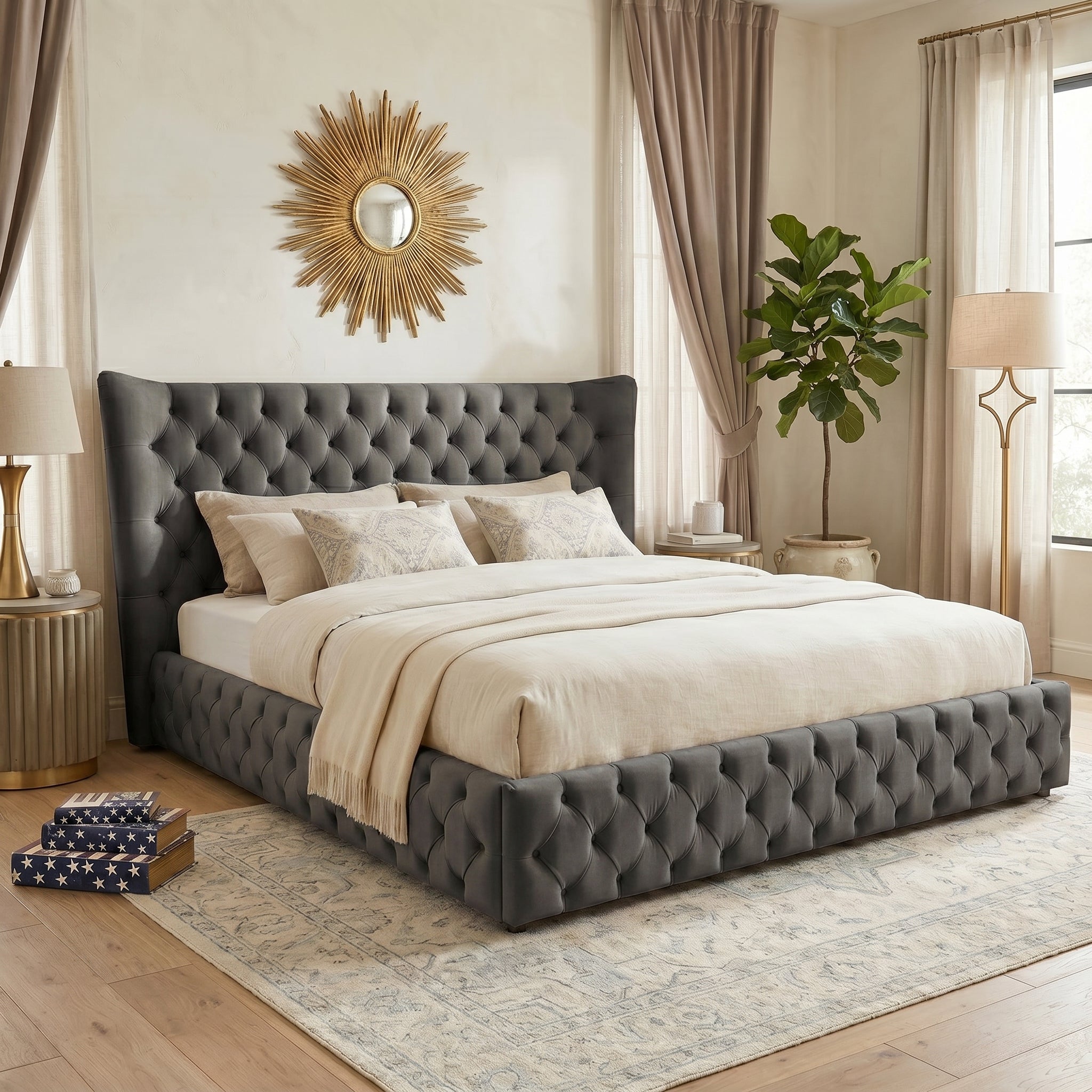 Chesterfield Wing Back Ottoman Bed Frame