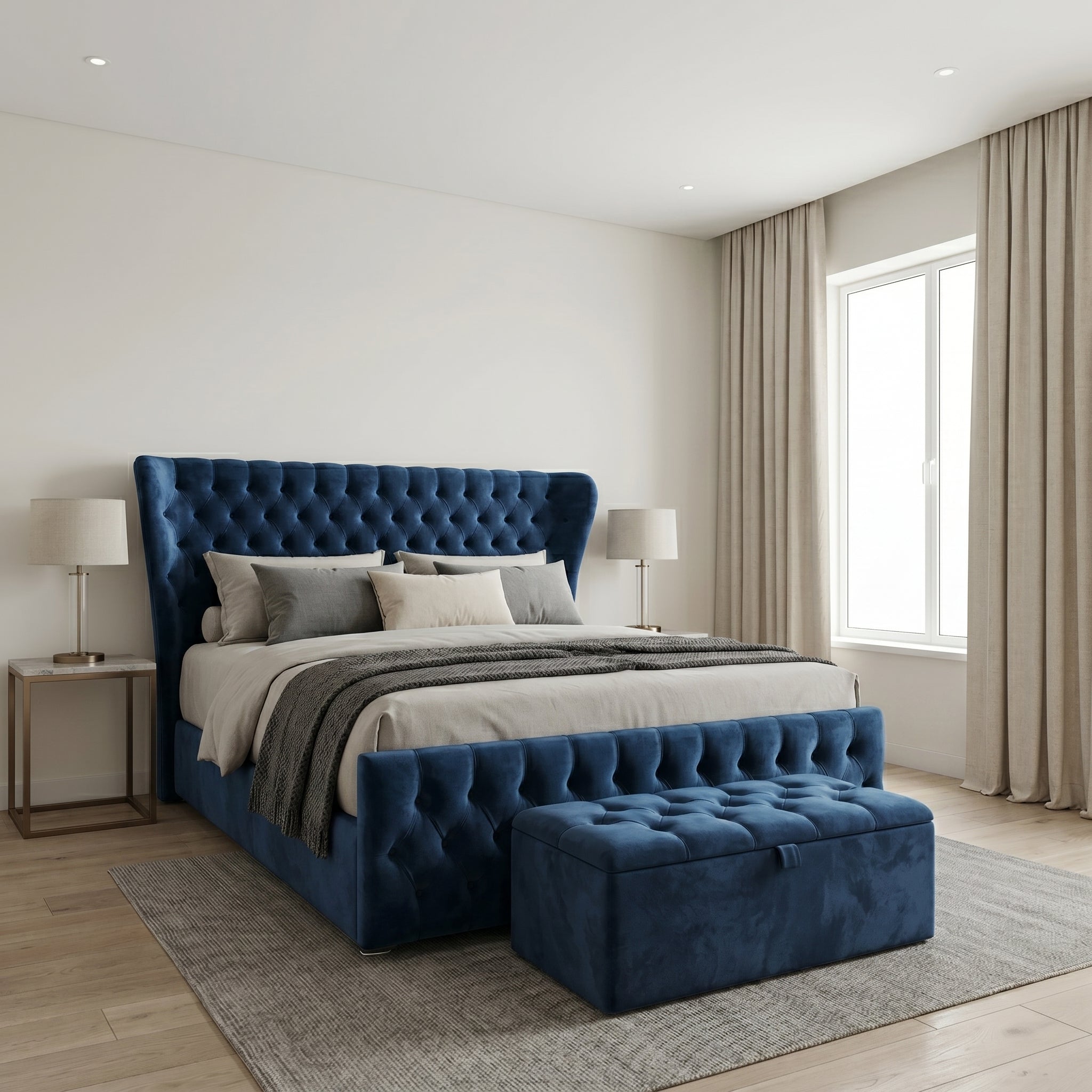 Winged Butterfly Chesterfield Sleigh Bed