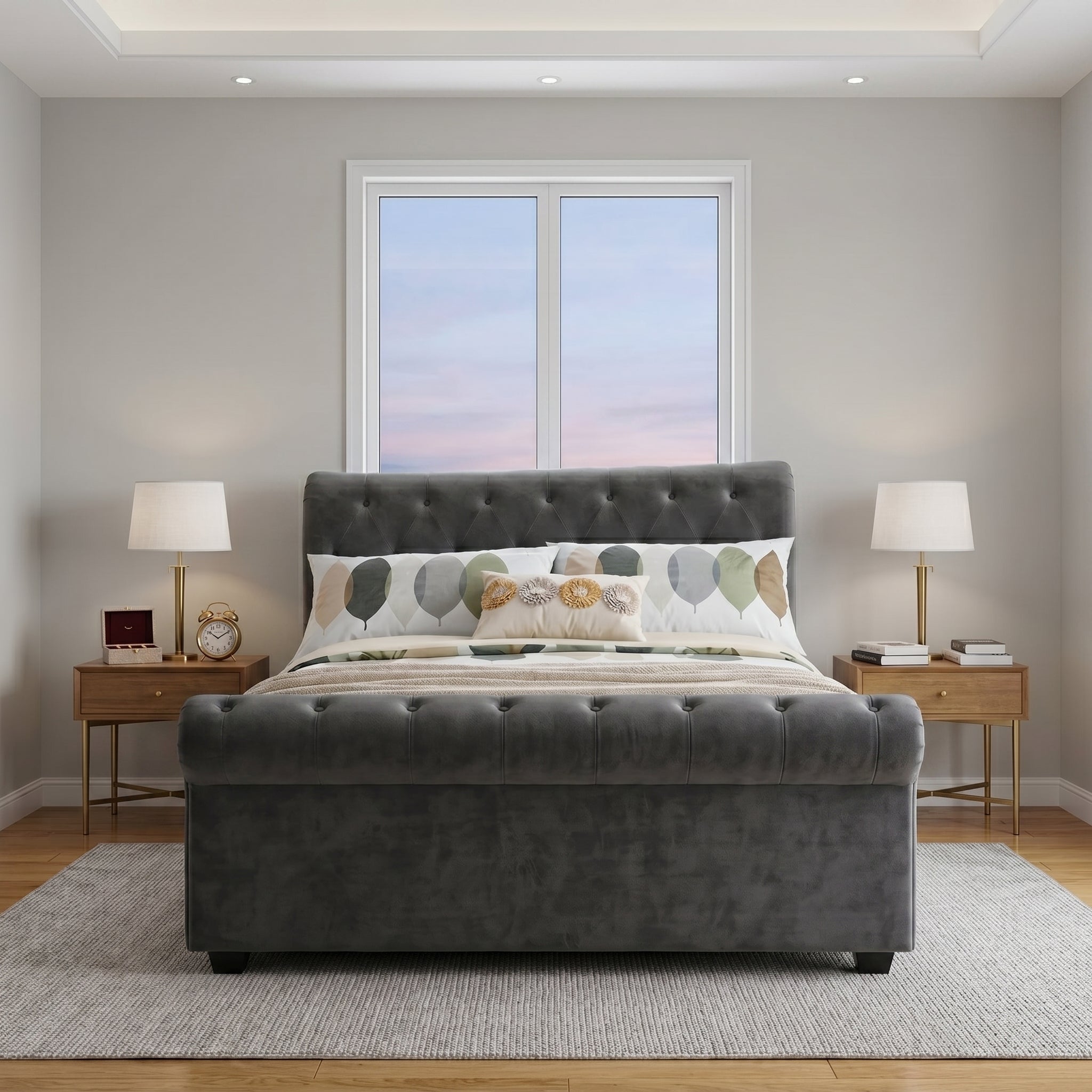 Wooden Bed Frame Upholstered Single to King Size Available