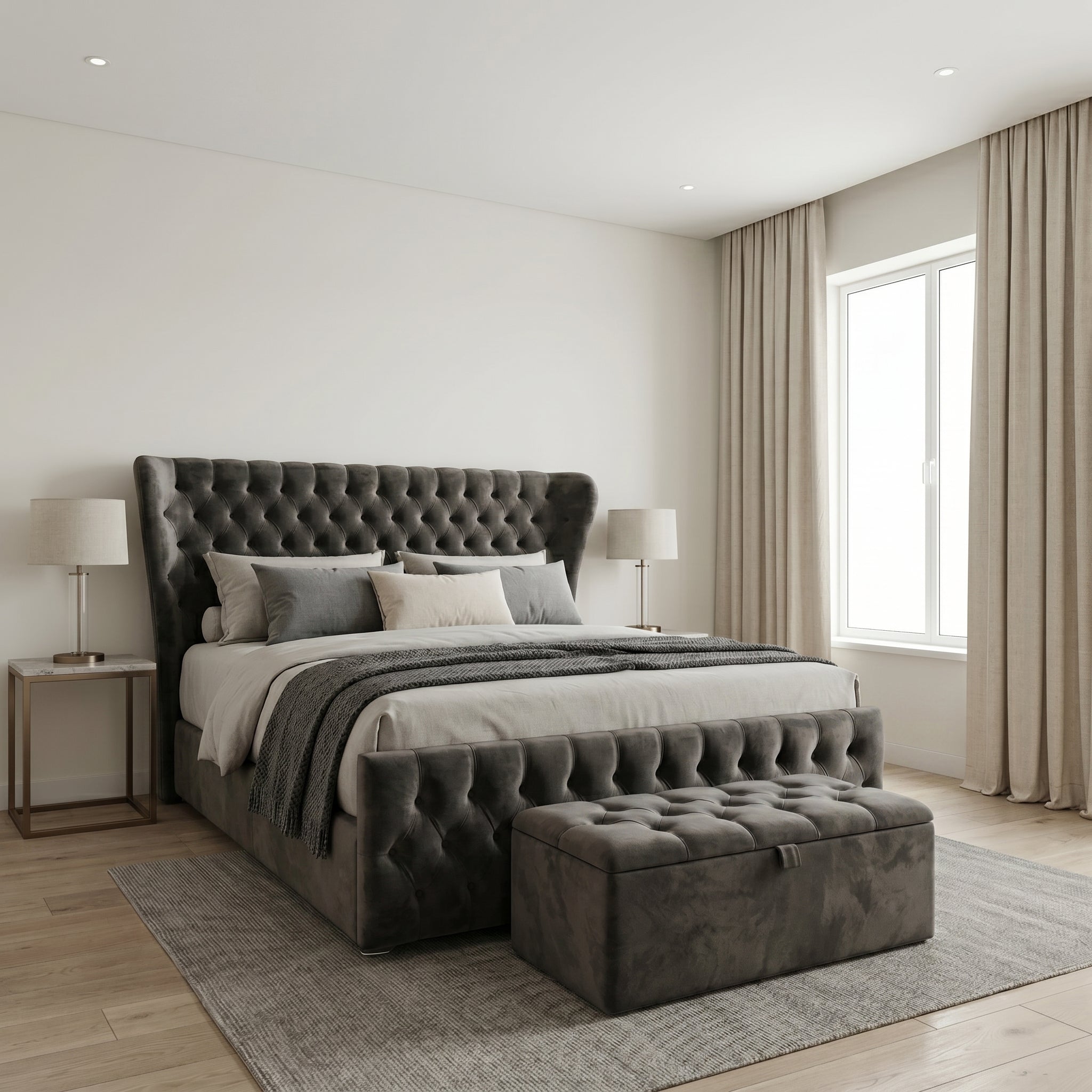 Winged Butterfly Chesterfield Sleigh Bed