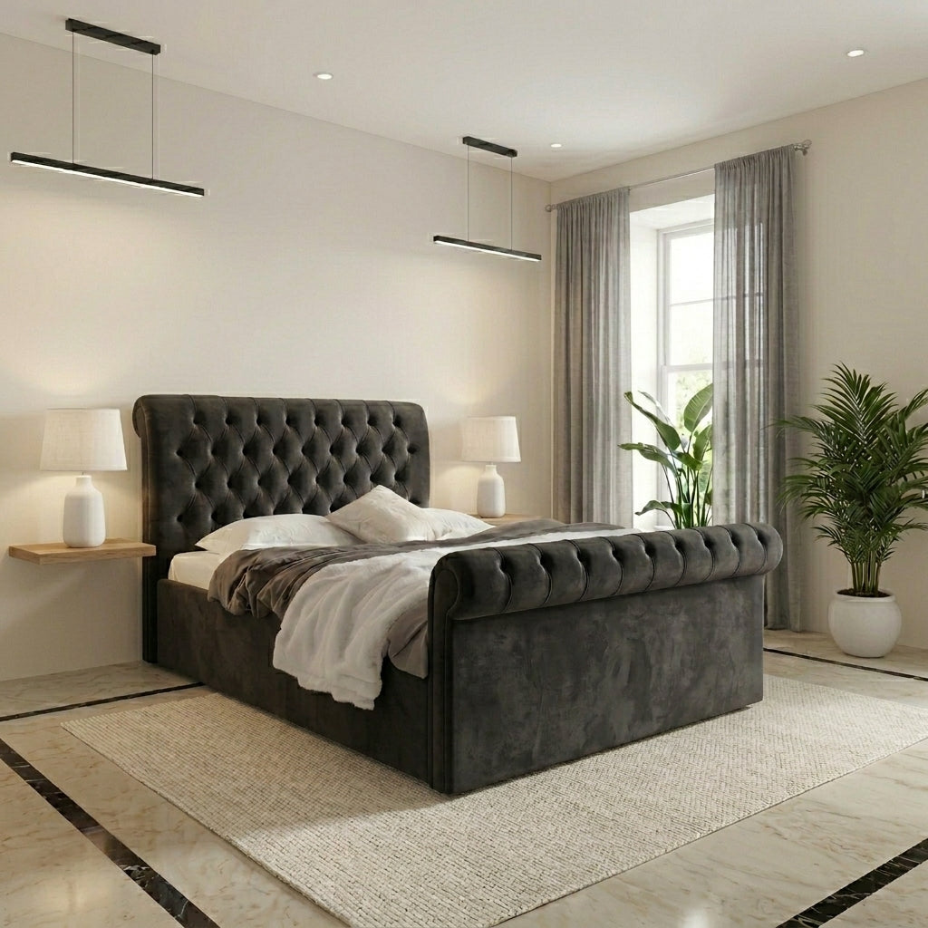Luxurious Plush Velvet Upholstered Bed