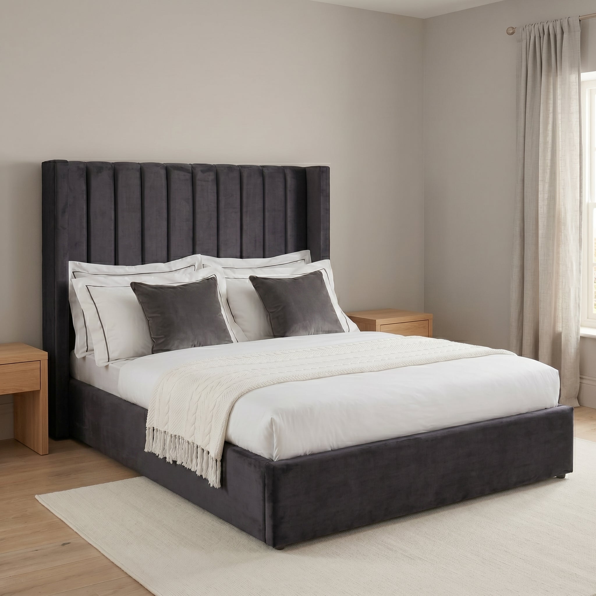 Black Ottoman Bed with  Gas Lift Storage Optional
