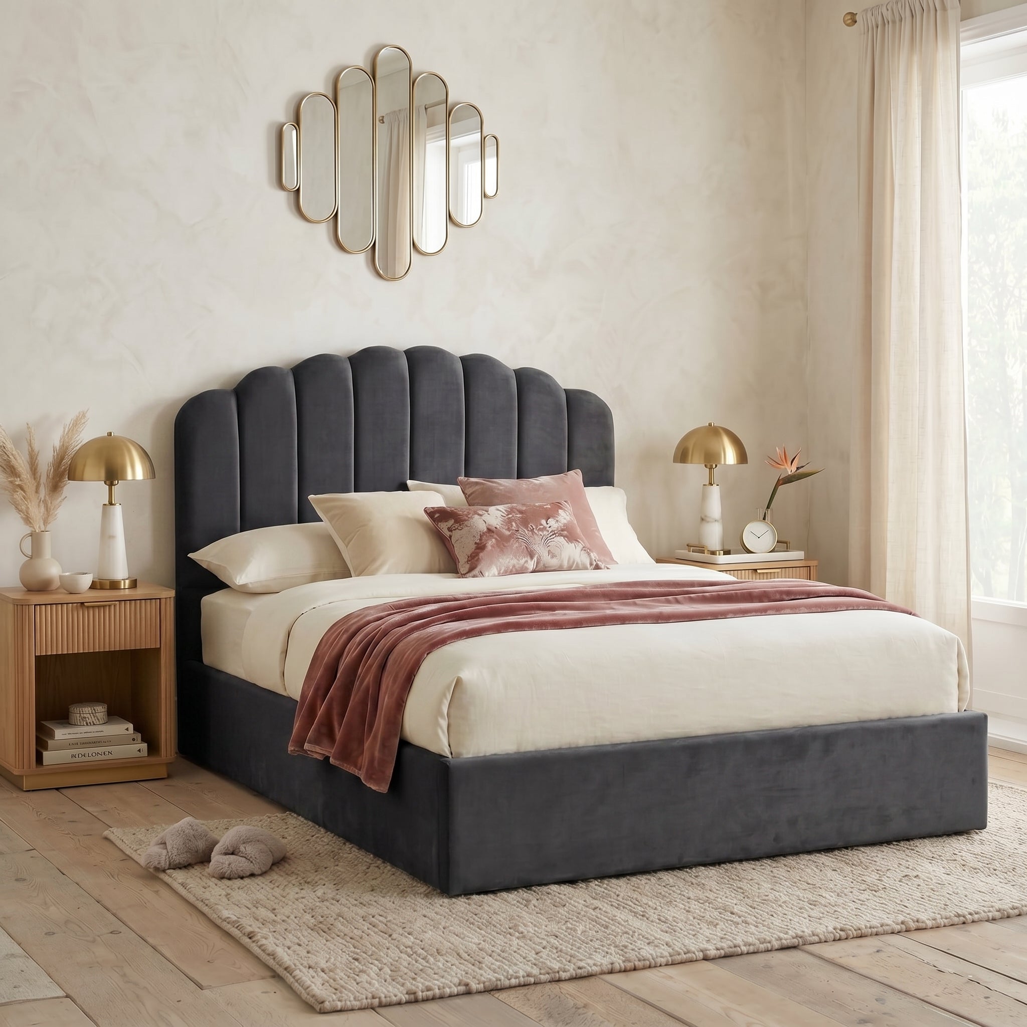 Orchid Teddy Fleece Ottoman Bed with 49" Headboard Beds Sale