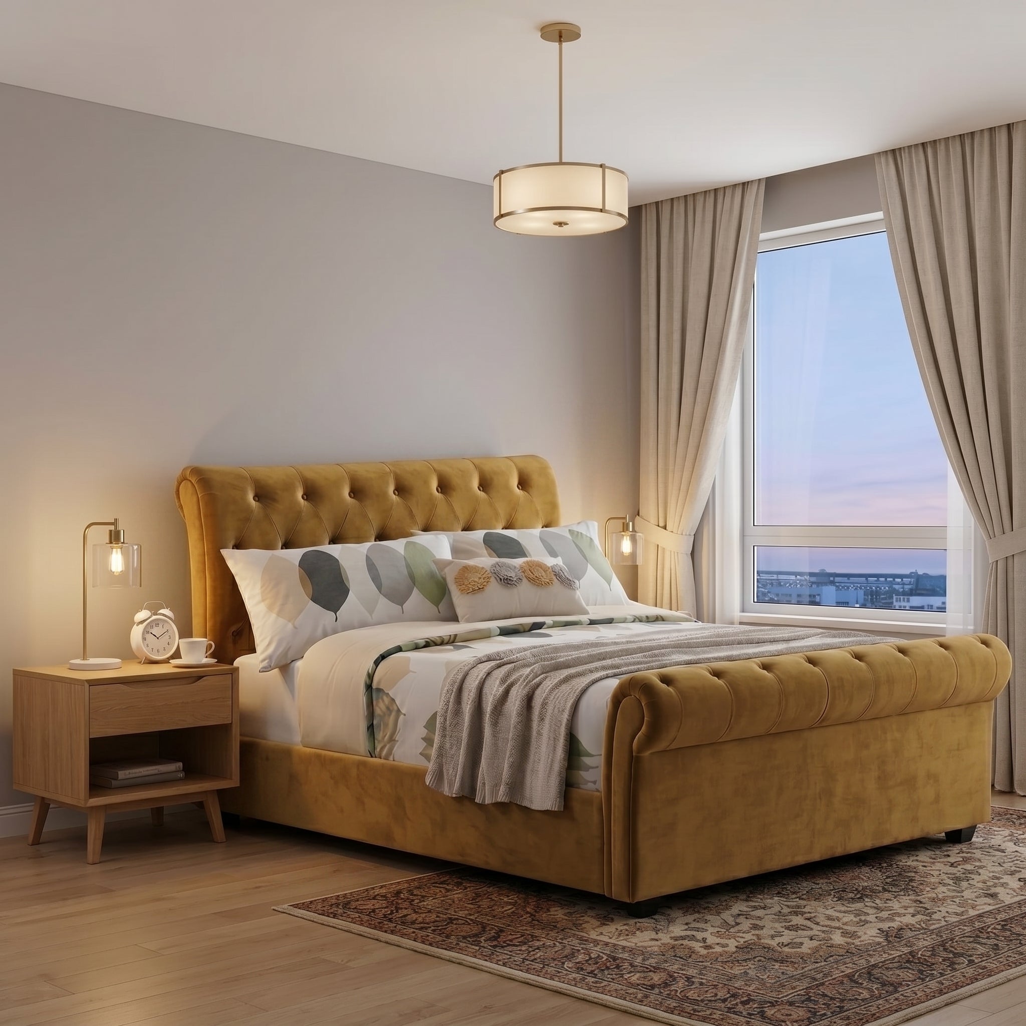 Wooden Bed Frame Upholstered Single to King Size Available