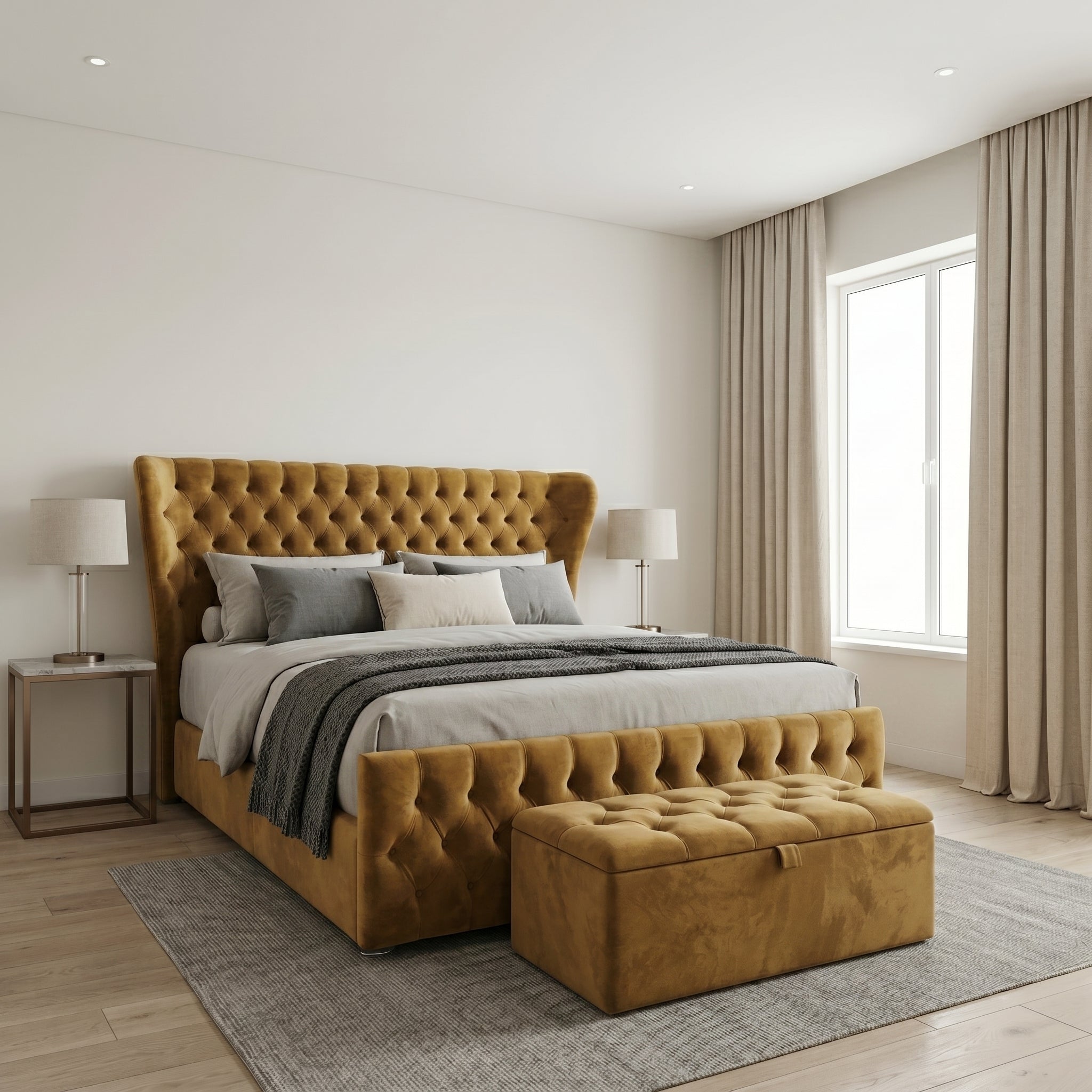 Winged Butterfly Chesterfield Sleigh Bed