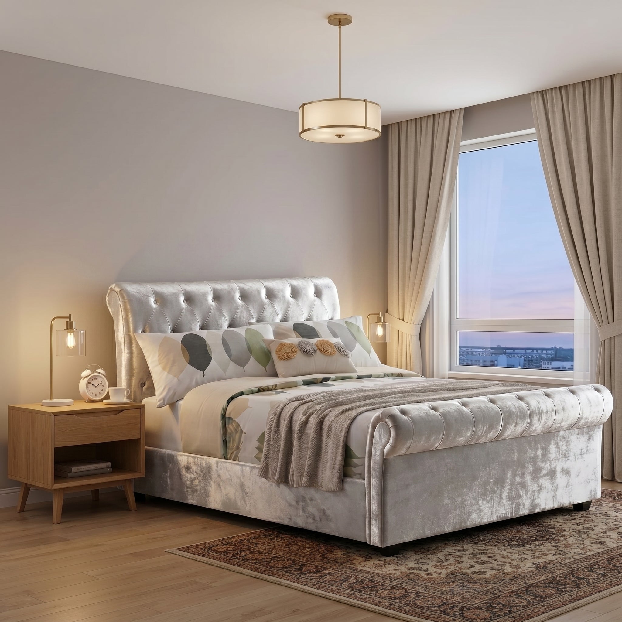 Wooden Bed Frame Upholstered Single to King Size Available