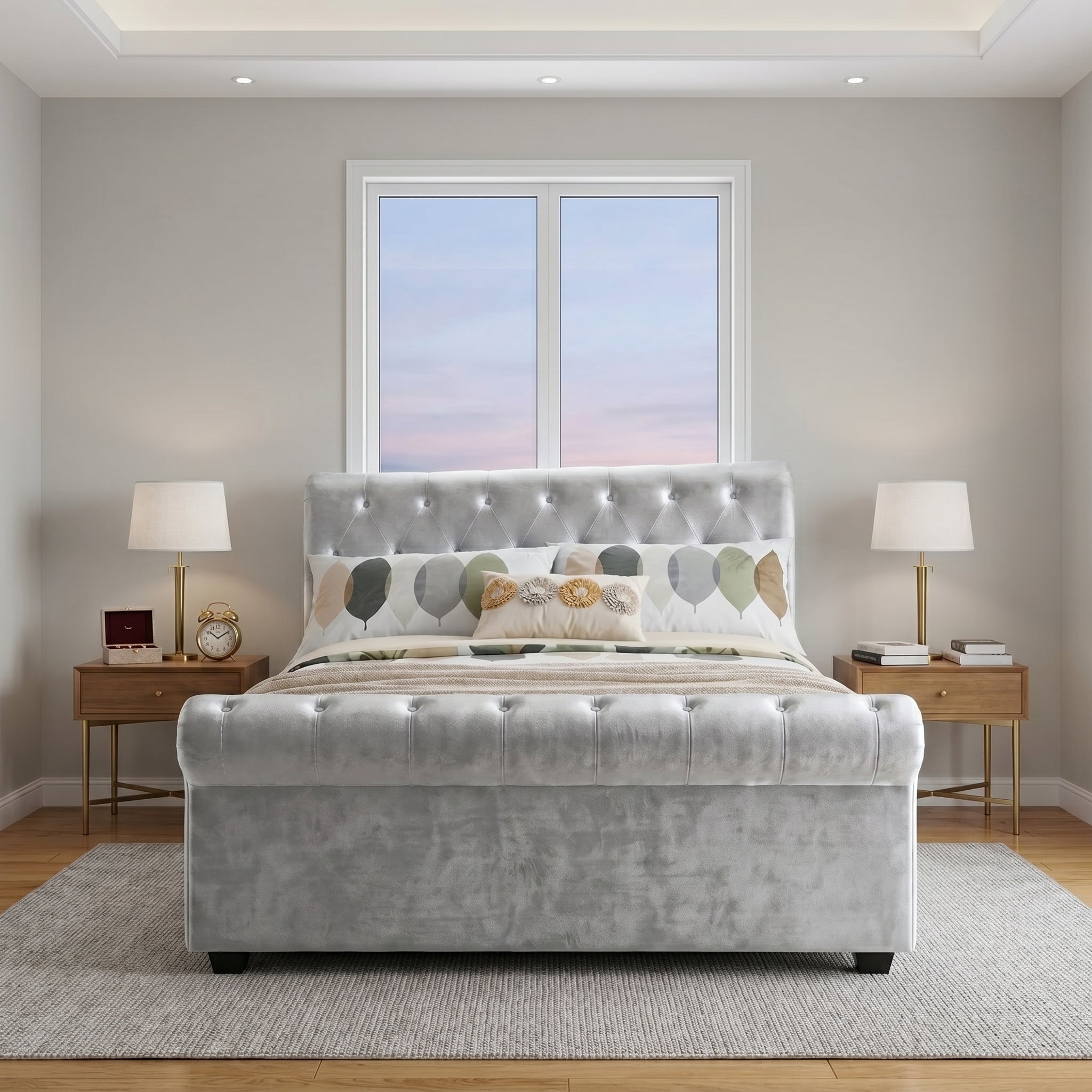 Wooden Bed Frame Upholstered Single to King Size Available