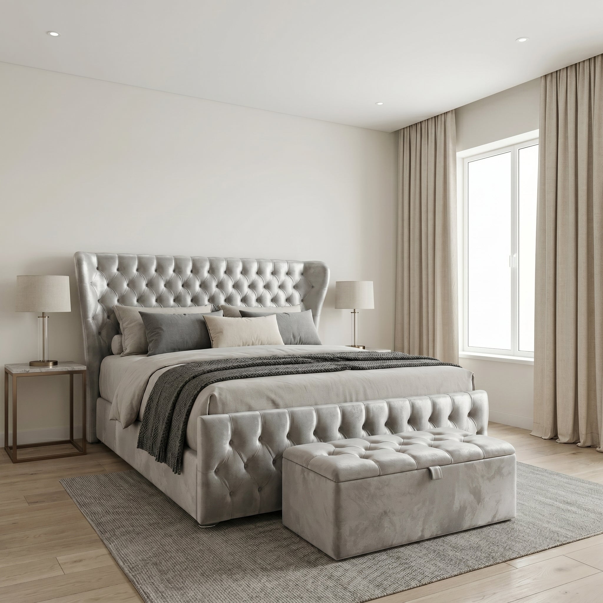 Winged Butterfly Chesterfield Sleigh Bed
