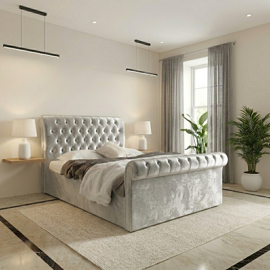 Luxurious Plush Velvet Upholstered Bed