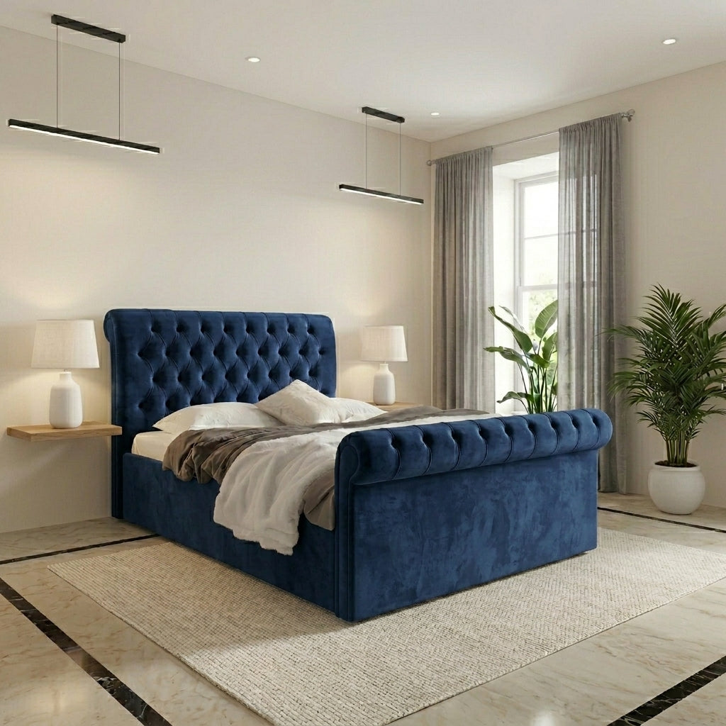 Luxurious Plush Velvet Upholstered Bed